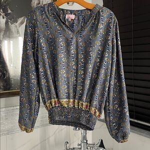 CIENNA Designs Silk Blend v-neck top in multi